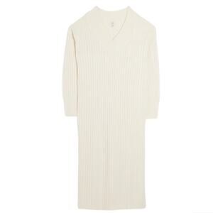 River Island Dawn Long Sleeve Rib Maxi Sweater Dress - Cream Size M